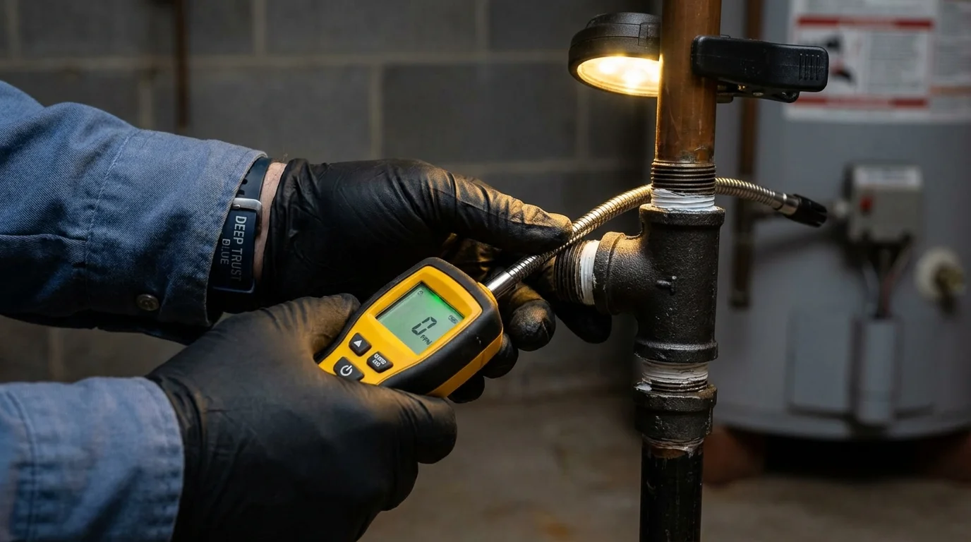 Gas leak detection with electronic sniffer by Johns Plumbing LLC in Mitchell